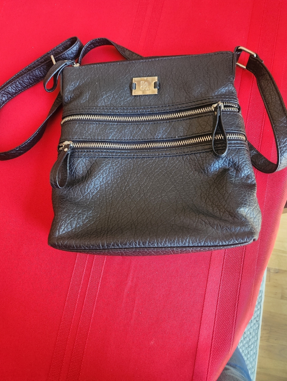 Style And Company Classic Black Crossbody Bag with Dual Zip Pockets